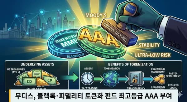 무디스, 블랙록·피델리티 토큰화 펀드에 AAA 강등 없는 신뢰 부여... 금융 혁명 신호탄 쐈다