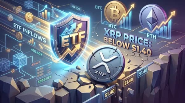 XRP 1.40달러 지지선 붕괴, ETF 6,100만 달러 순유입에도 변동성 압축 임박