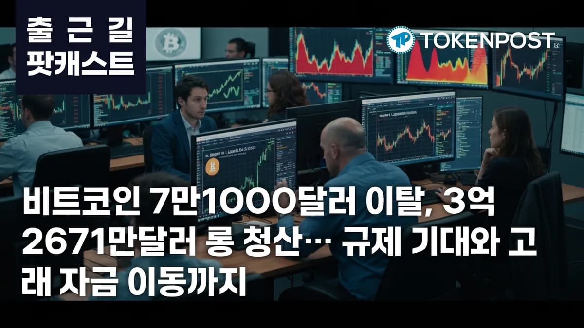 6월 2일 출근길 팟캐스트 — 3억2671만달러 롱 청산, 비트코인 7만1000달러 이탈 속 규제 기대와 온체인 자금 이동 교차 - TokenPost