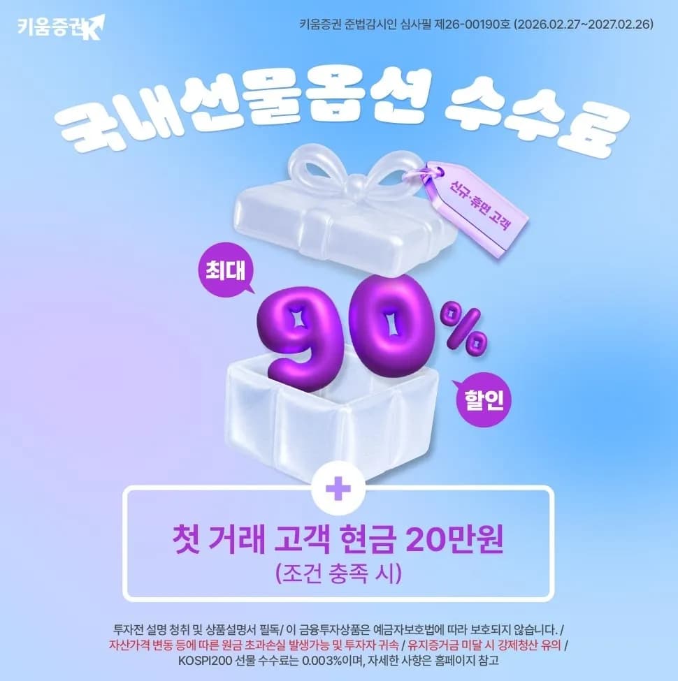 키움증권, 선물옵션 수수료 파격 할인 박차 - TokenPost