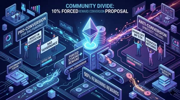 이더리움 스테이킹 보상 10% 강제 전환 제안… 커뮤니티 내홍 격화