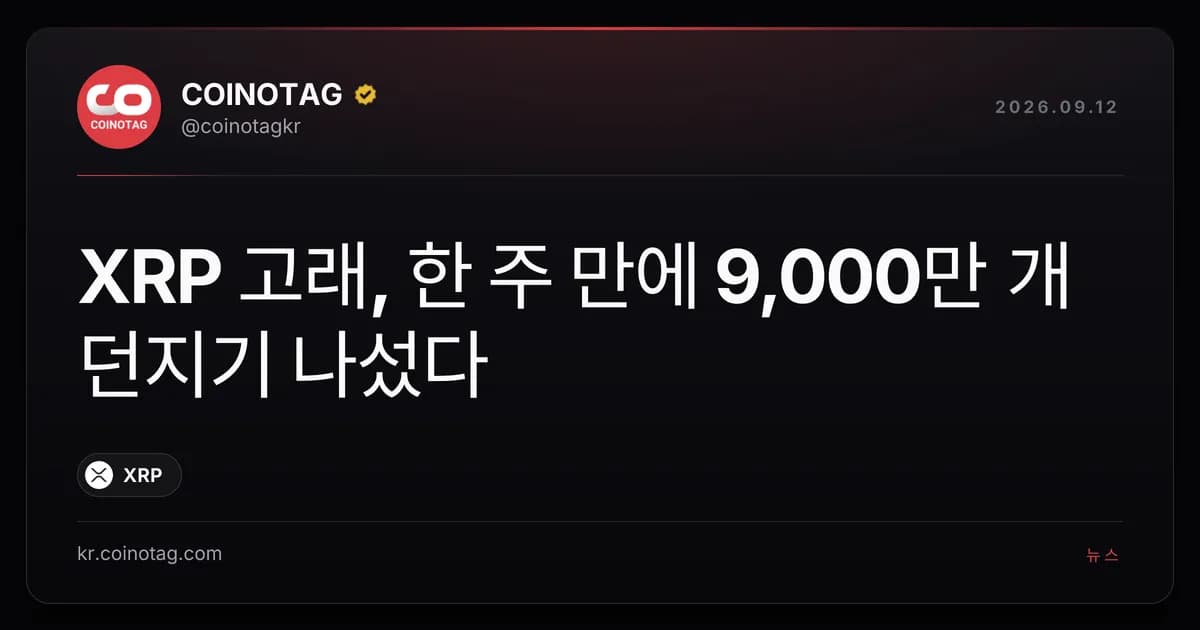 XRP 고래, 한 주 만에 9,000만 개 던지기 나섰다