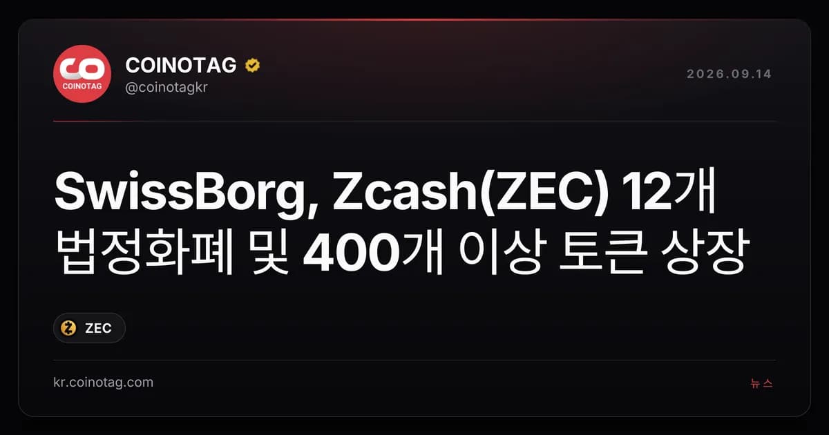SwissBorg, Zcash(ZEC) 12개 법정화폐 및 400개 이상 토큰 상장