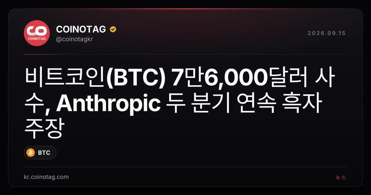 비트코인(BTC) 7만6,000달러 사수, Anthropic 두 분기 연속 흑자 주장