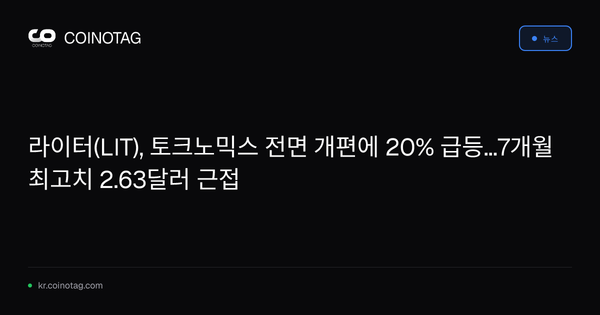 라이터(LIT), 토크노믹스 전면 개편에 20% 급등...7개월 최고치 2.63달러 근접