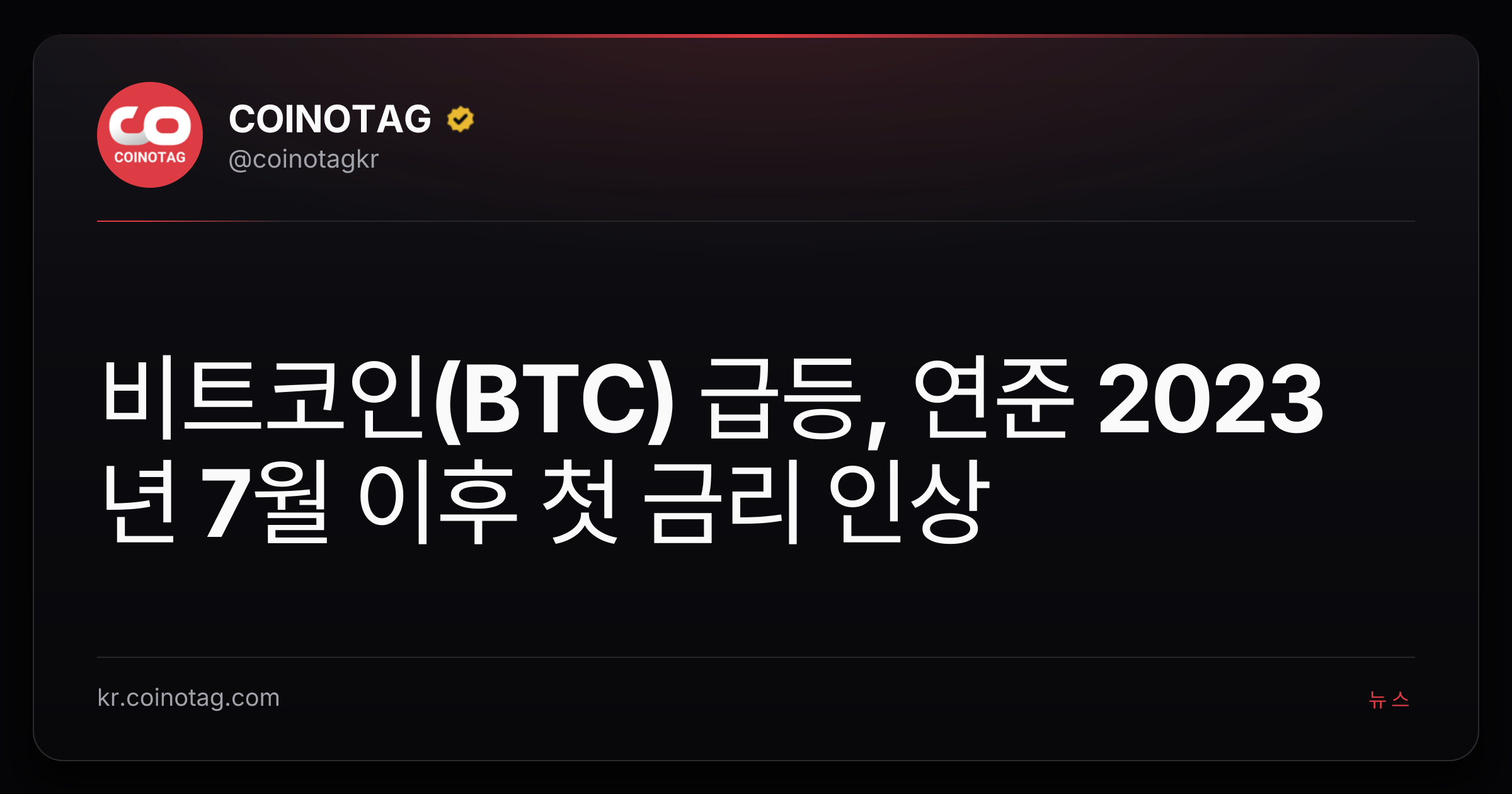 비트코인(BTC) 급등, 연준 2023년 7월 이후 첫 금리 인상
