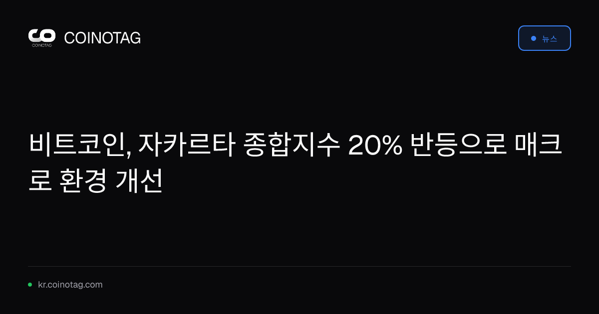 비트코인, 자카르타 종합지수 20% 반등으로 매크로 환경 개선