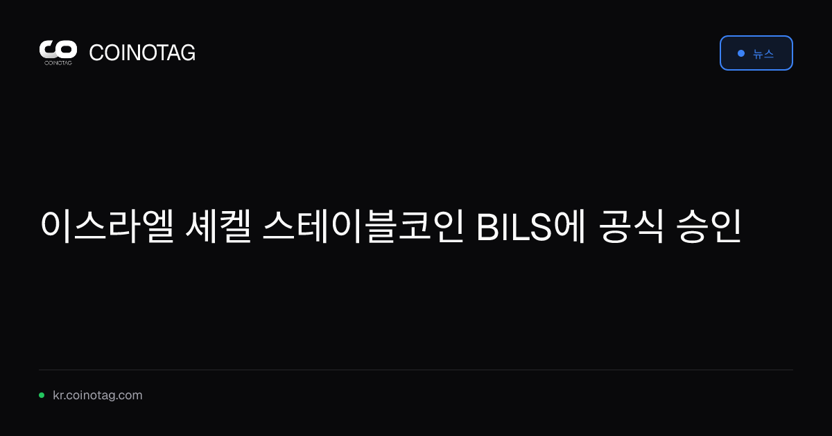 이스라엘 셰켈 스테이블코인 BILS에 공식 승인