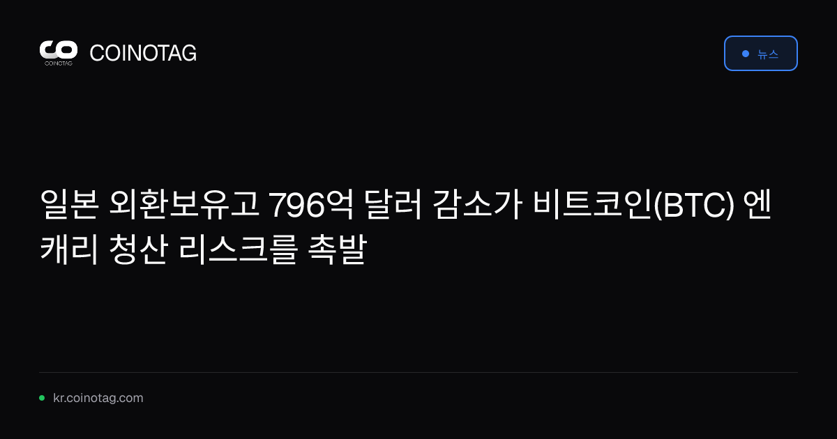 일본 외환보유고 796억 달러 감소가 비트코인(BTC) 엔캐리 청산 리스크를 촉발