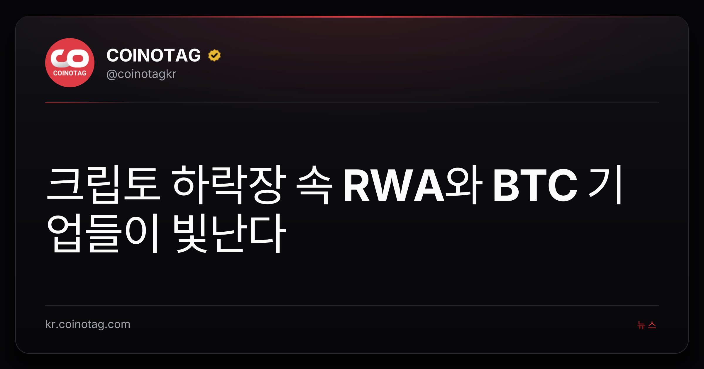 크립토 하락장 속 RWA와 BTC 기업들이 빛난다