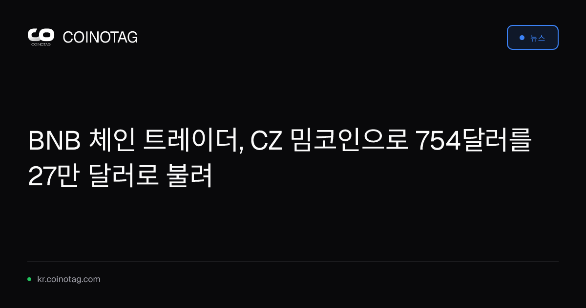 BNB 체인 트레이더, CZ 밈코인으로 754달러를 27만 달러로 불려