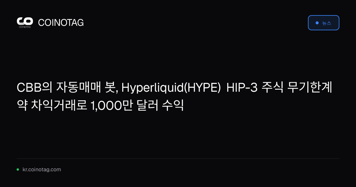 CBB의 자동매매 봇, Hyperliquid(HYPE) HIP-3 주식 무기한계약 차익거래로 1,000만 달러 수익