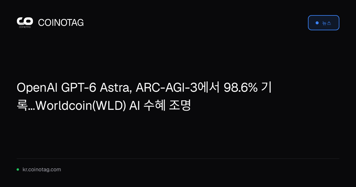 OpenAI GPT-6 Astra, ARC-AGI-3에서 98.6% 기록...Worldcoin(WLD) AI 수혜 조명