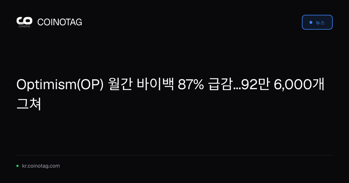 Optimism(OP) 월간 바이백 87% 급감...92만 6,000개 그쳐