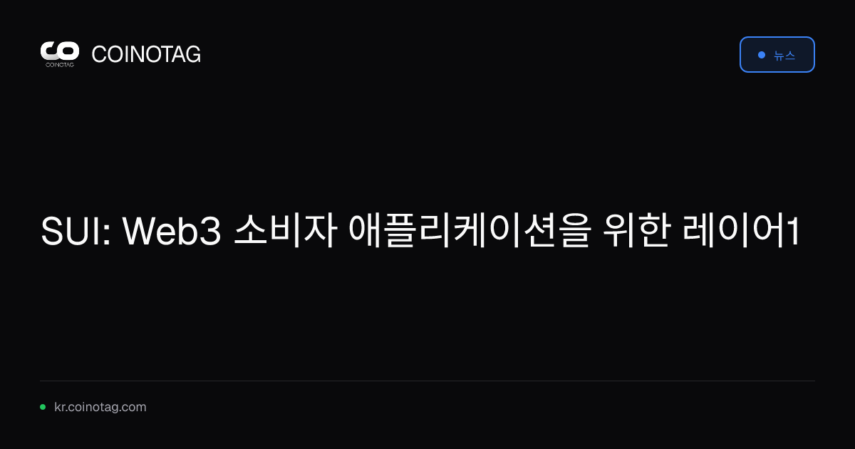 SUI: Web3 소비자 애플리케이션을 위한 레이어1