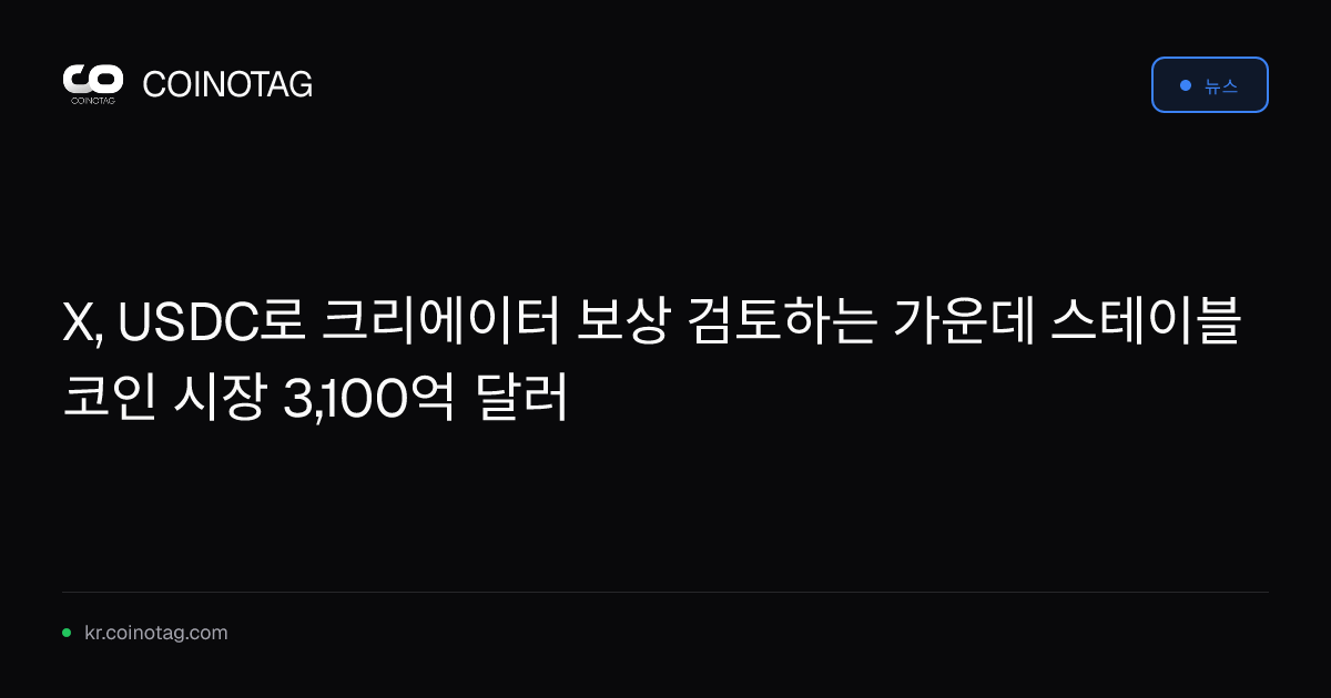 X, USDC로 크리에이터 보상 검토하는 가운데 스테이블코인 시장 3,100억 달러