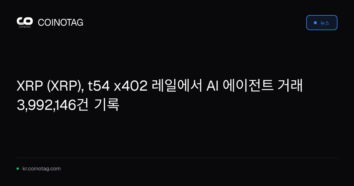 XRP (XRP), t54 x402 레일에서 AI 에이전트 거래 3,992,146건 기록